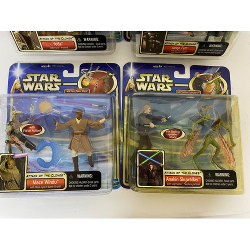 307 - 4 x Star Wars Episode II Attack of the Clones larger figure sets made by Hasbro in 2002. Including Y... 