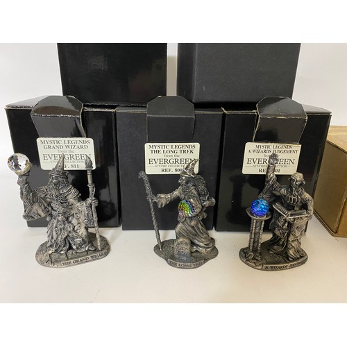 311 - 7 x Model metal figures with crystals, 5 Mystic Legends figures from Evergreen Studio Collection and... 