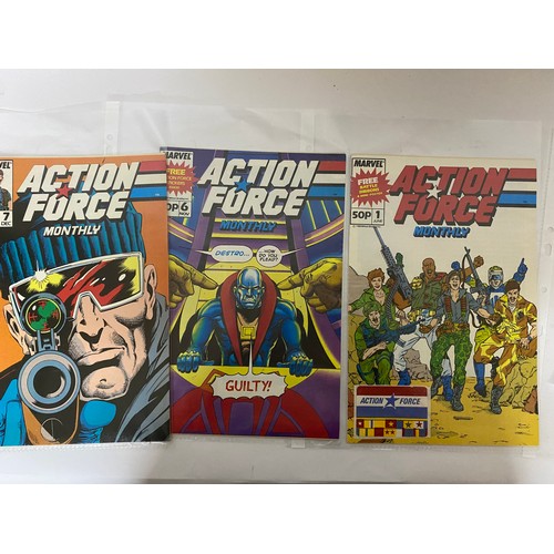 322 - Selection of Vintage Marvel Comics, 7 Action Force comics and 2 Action Force Books made in 1987. Fir... 