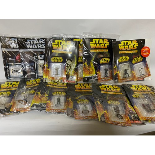 323 - 14 x Star Wars painted metal figures in sealed new condition. The Official Figurine Collection model... 