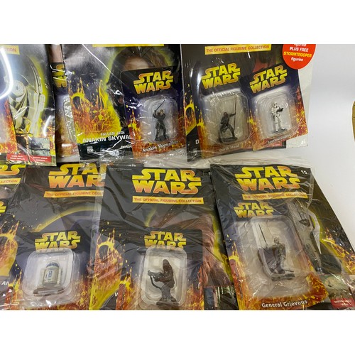 323 - 14 x Star Wars painted metal figures in sealed new condition. The Official Figurine Collection model... 