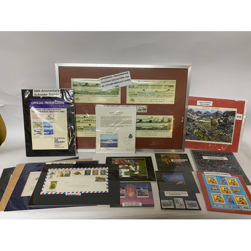 353 - Selection of stamps including a framed train set, 3 x first day covers - Q.E 60th Birthday. Thomas H... 