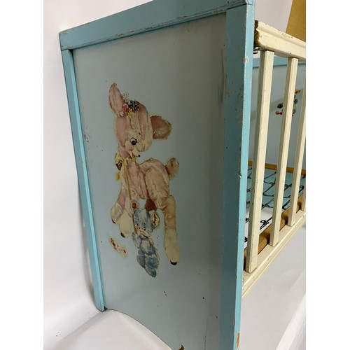 368 - Vintage Dolls cot with metal spring base , 74 x 62 x 38cms