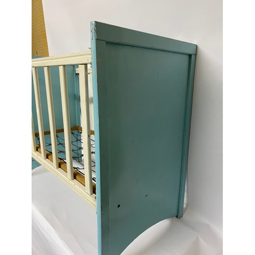 368 - Vintage Dolls cot with metal spring base , 74 x 62 x 38cms