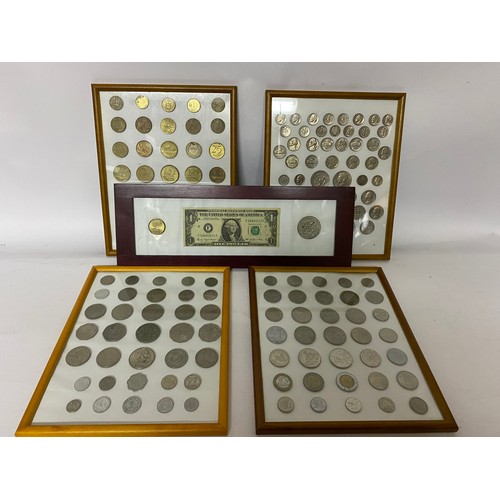 371 - 5 x framed coin collections from around the world