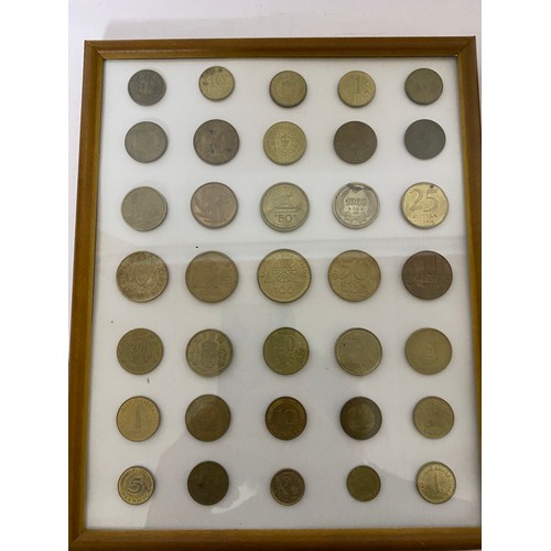 371 - 5 x framed coin collections from around the world