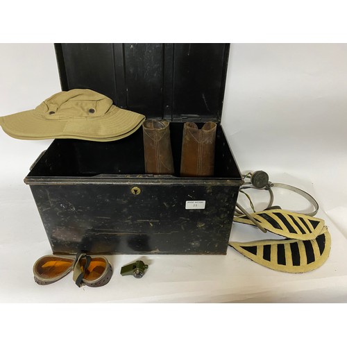 23 - Selection of Military items in strong box.