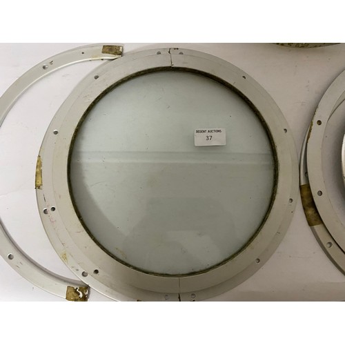 37 - Vintage porthole window with fittings.