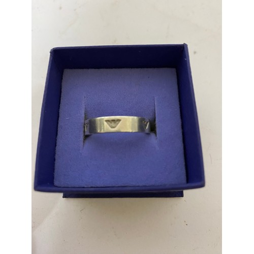 76 - Sterling Silver Emporio Armani ring, size Q