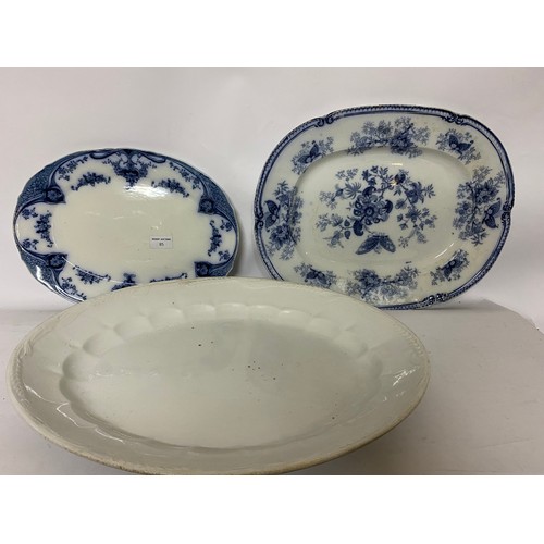 85 - 3 Large Victorian meat platters.