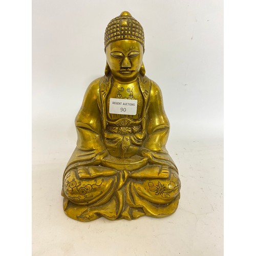 90 - Brass Buddha 24cms tall