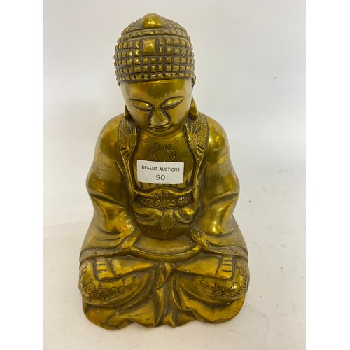 90 - Brass Buddha 24cms tall