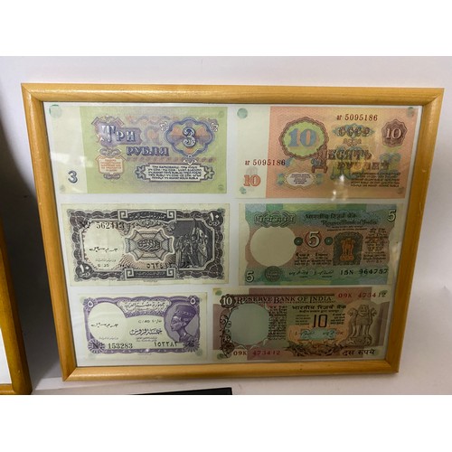 387 - Selection of old foreign banknotes in 7 assorted  frames.