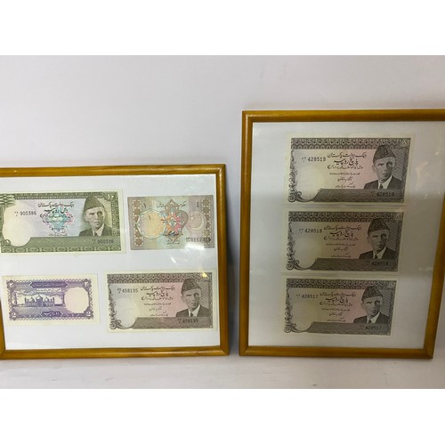 387 - Selection of old foreign banknotes in 7 assorted  frames.