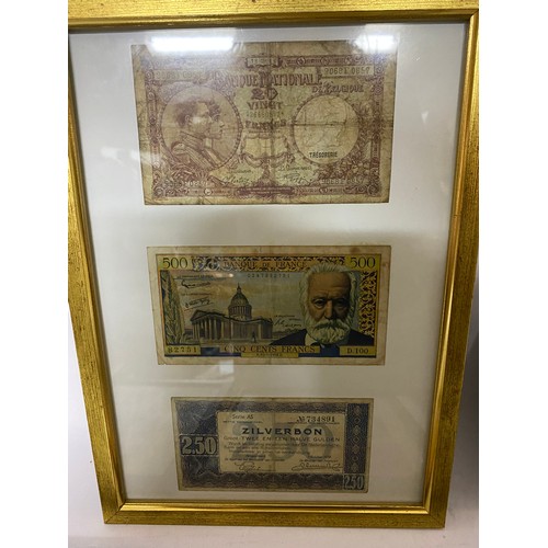 391 - Selection of vintage foreign banknotes from various countries in 5 frames.