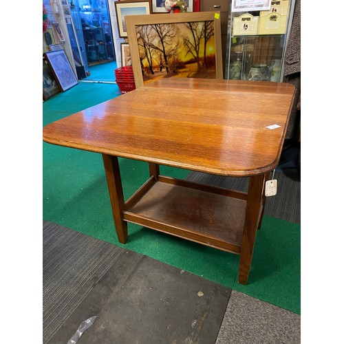 369 - Mid Century occassional table with drop sides and drawer to end. 66 x 68 x 43cms