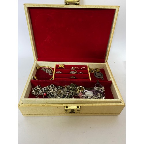 396 - Jewellery box filled with costume jewellery