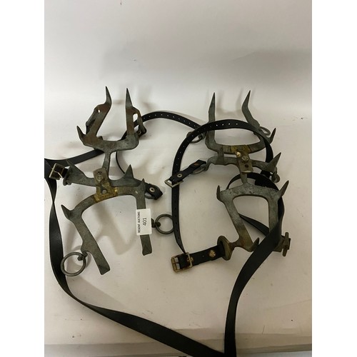 401 - Set of vintage 10 point crampons possibly military