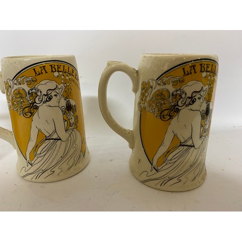 408 - Selection of 5 x vintage La Belle Epoque tankards