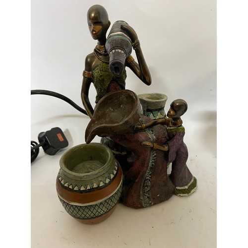 411 - 2 x African Tribal family water features measuring 28 cms tall