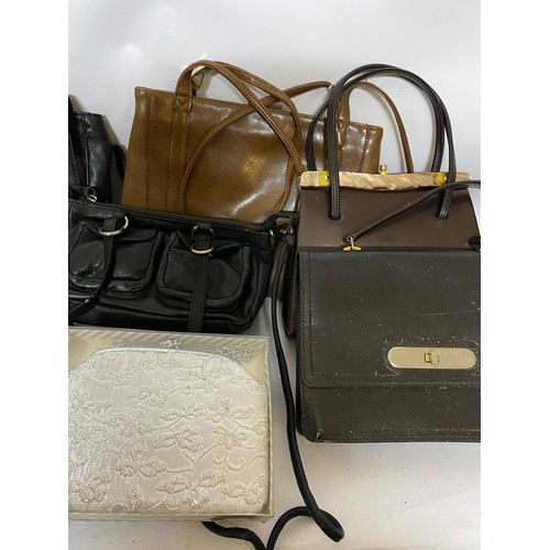 423 - Selection of 10 x vintage handbags, makes include Liz Claiborne, Tula,