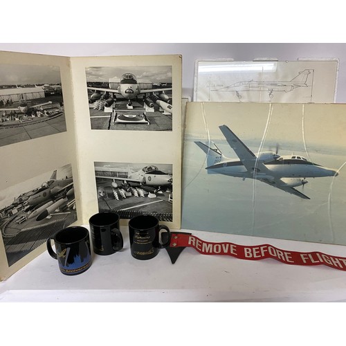 428 - Selection of aircraft pictures, blue prints and mugs etc