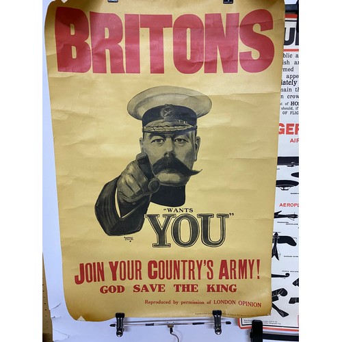 433 - 2 x iconic vintage reproduced posters of classic WW1 posters measuring 51 x 76 cms and a vintage pos... 