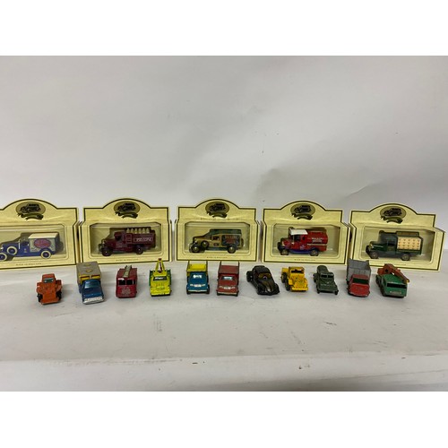 444 - Selection of 16 x die cast models including Lledo, Lesney, Husky, and a Merryweather series III fire... 