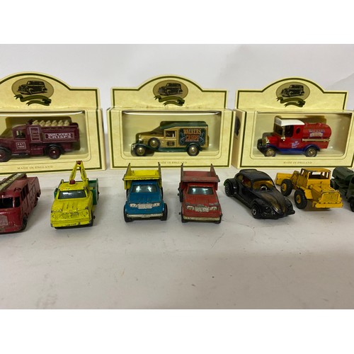 444 - Selection of 16 x die cast models including Lledo, Lesney, Husky, and a Merryweather series III fire... 