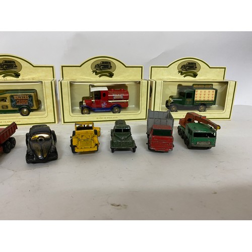 444 - Selection of 16 x die cast models including Lledo, Lesney, Husky, and a Merryweather series III fire... 