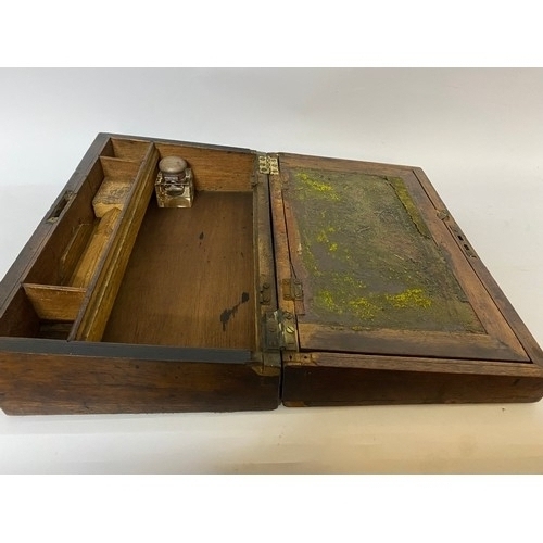 137 - Antique Tunbridge ware Burr Walnut marquetry writing box. Needs some attention. 35 x 22 x 13 cms tal... 