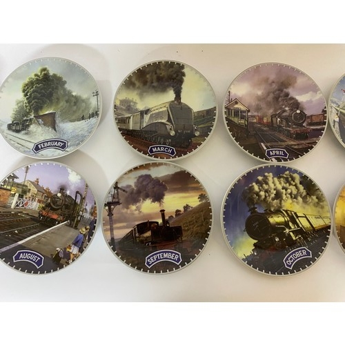 199 - Set of 12 x times past steam train calander plates by Malcolm Root