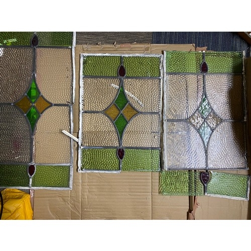 302 - Set of 3 x reclaimed stained glass window panels