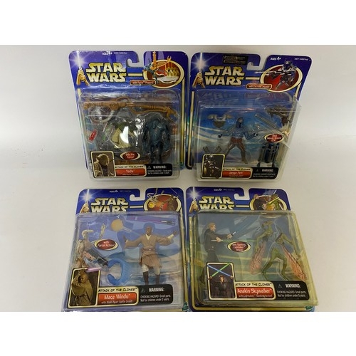 307 - 4 x Star Wars Episode II Attack of the Clones larger figure sets made by Hasbro in 2002. Including Y... 