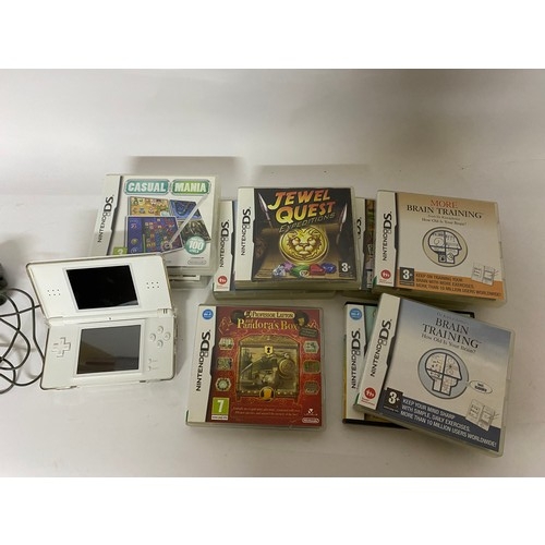 338 - Nintendo DS console and 9 x games, tested and working