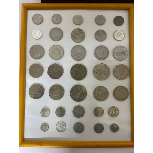 371 - 5 x framed coin collections from around the world