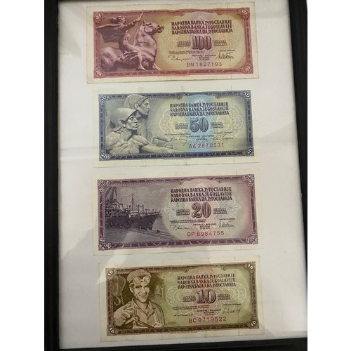 391 - Selection of vintage foreign banknotes from various countries in 5 frames.