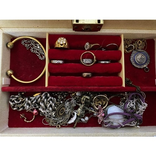 396 - Jewellery box filled with costume jewellery