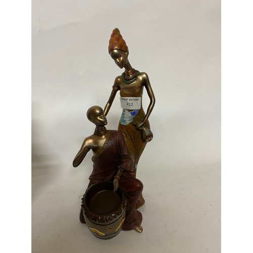 412 - 2 x African Tribal family ornaments measuring 28 cms tall