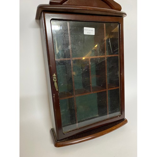 450 - Wooden display cabinet with opening door. 30x42cms freestanding or wall hanging.