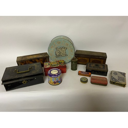 607 - Selection of metal tins and lockable boxes