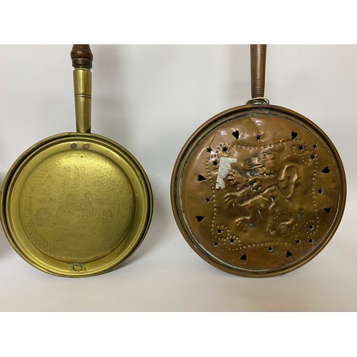 664 - Selection of 3 x brass and copper bed pans