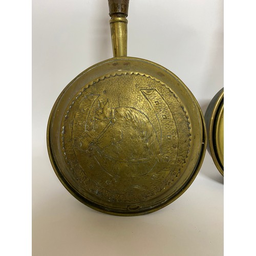 664 - Selection of 3 x brass and copper bed pans