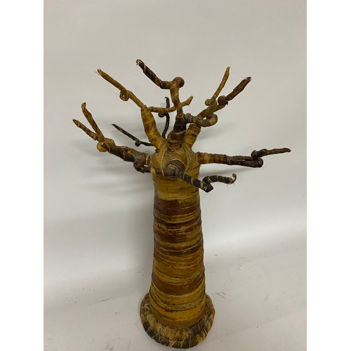 669 - Large Boabab tree, banana fibre model made in Kenya. Can be used as jewellery stand. 47cms