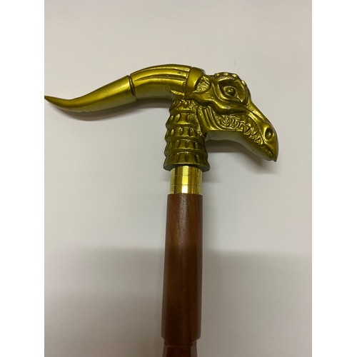 543 - Vintage walking stick with Dragon Head, splits into 3 parts.