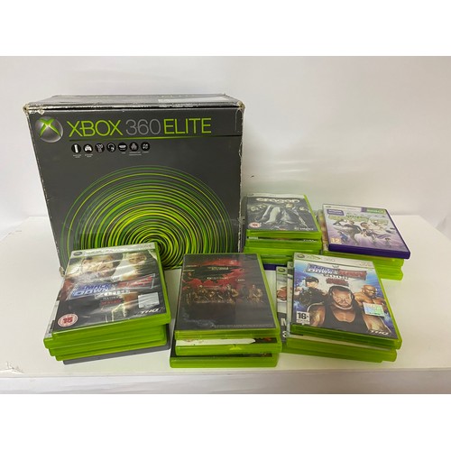 731 - Boxed Xbox 360 Elite 120gb console with leads, controller and 20 games. Fully tested and working