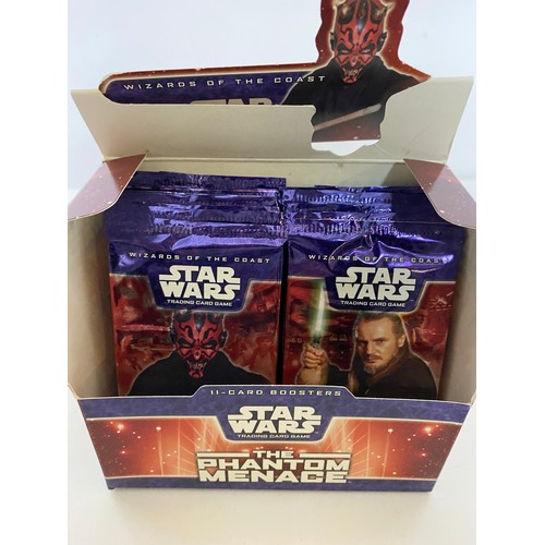 773 - Star Wars The Phantom Menace TCG, box of 15 sealed packets containing seven common cards, three unco... 