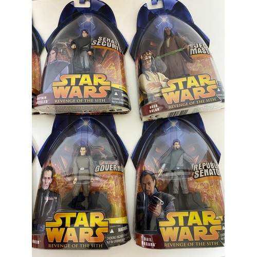 782 - 8 x figures from Star Wars Revenge of the Sith, new sealed on card made by Hasbro in 2005