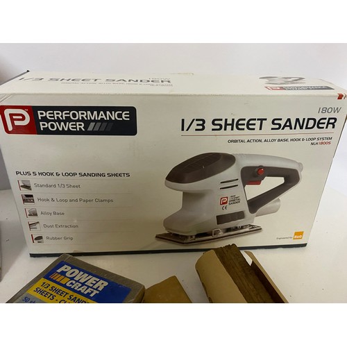 809 - Performance Power 1/3 sheet sander with spare sheets and a Power Craft 100W electric spray gun