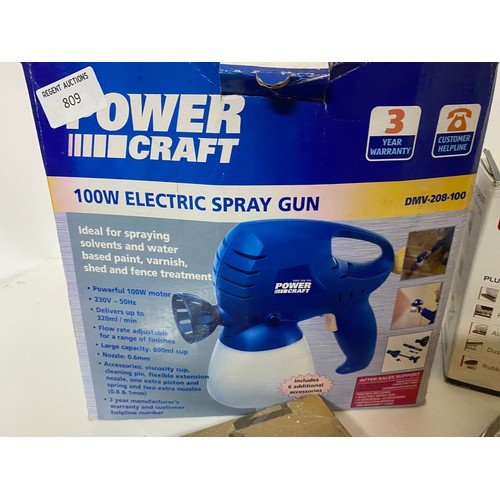 809 - Performance Power 1/3 sheet sander with spare sheets and a Power Craft 100W electric spray gun